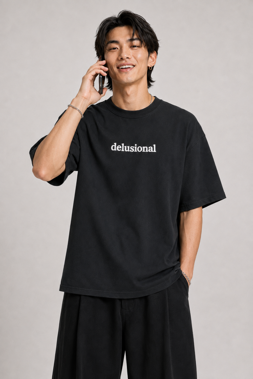 "Delusional" Boxy Tee / Black