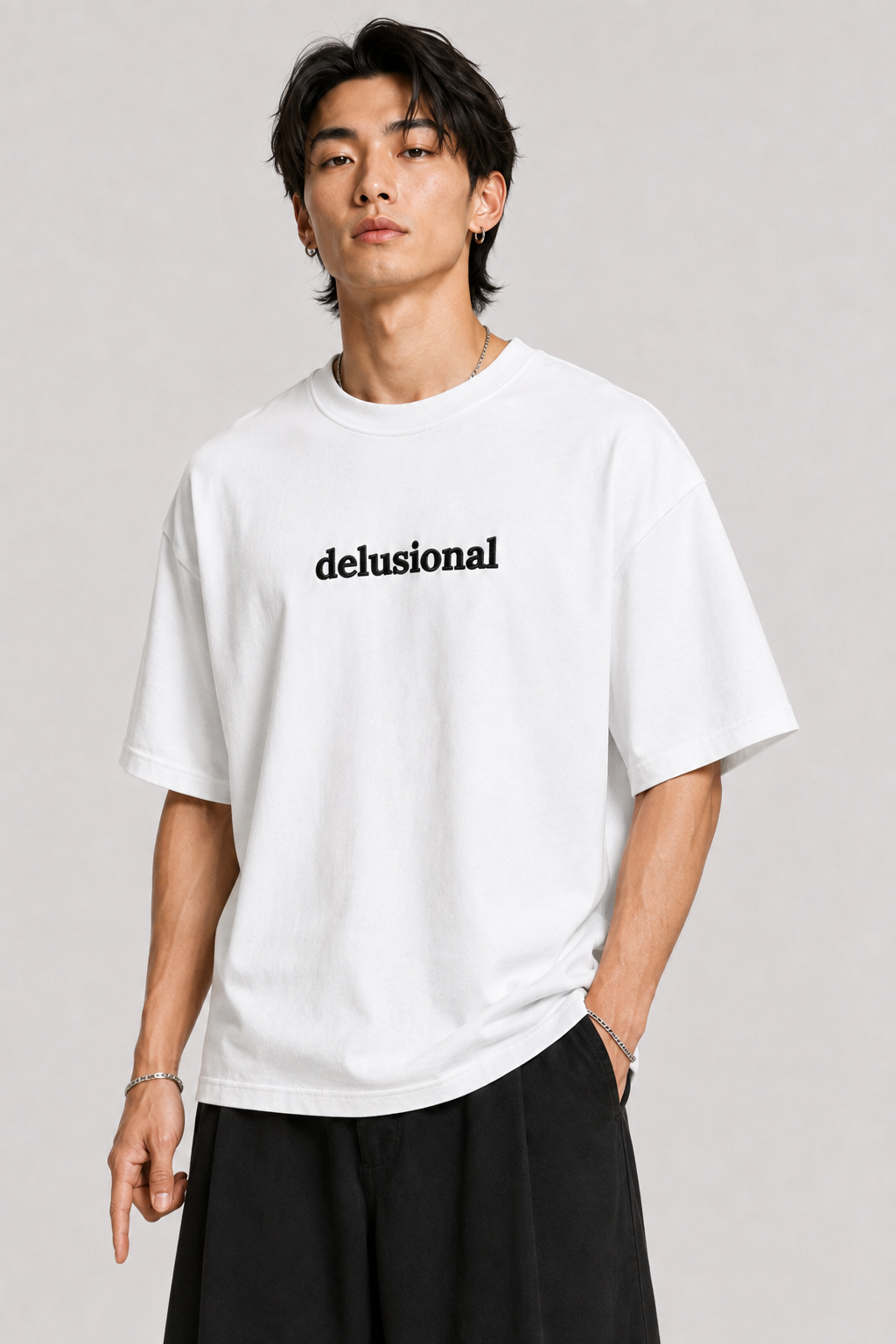 "Delusional" Boxy Tee / White